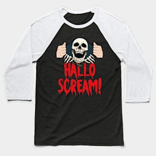 Scary Halloween Skeleton Skull Head Horror Trick Or Treat Baseball T-Shirt